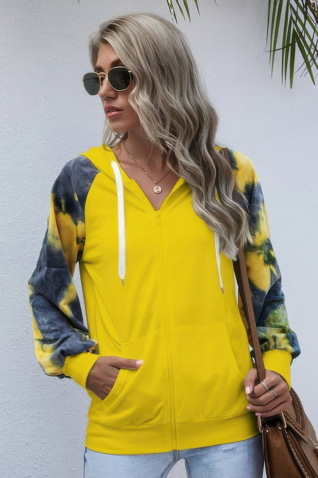 Tie Dye Full Zip Front Open Loose Hoodie