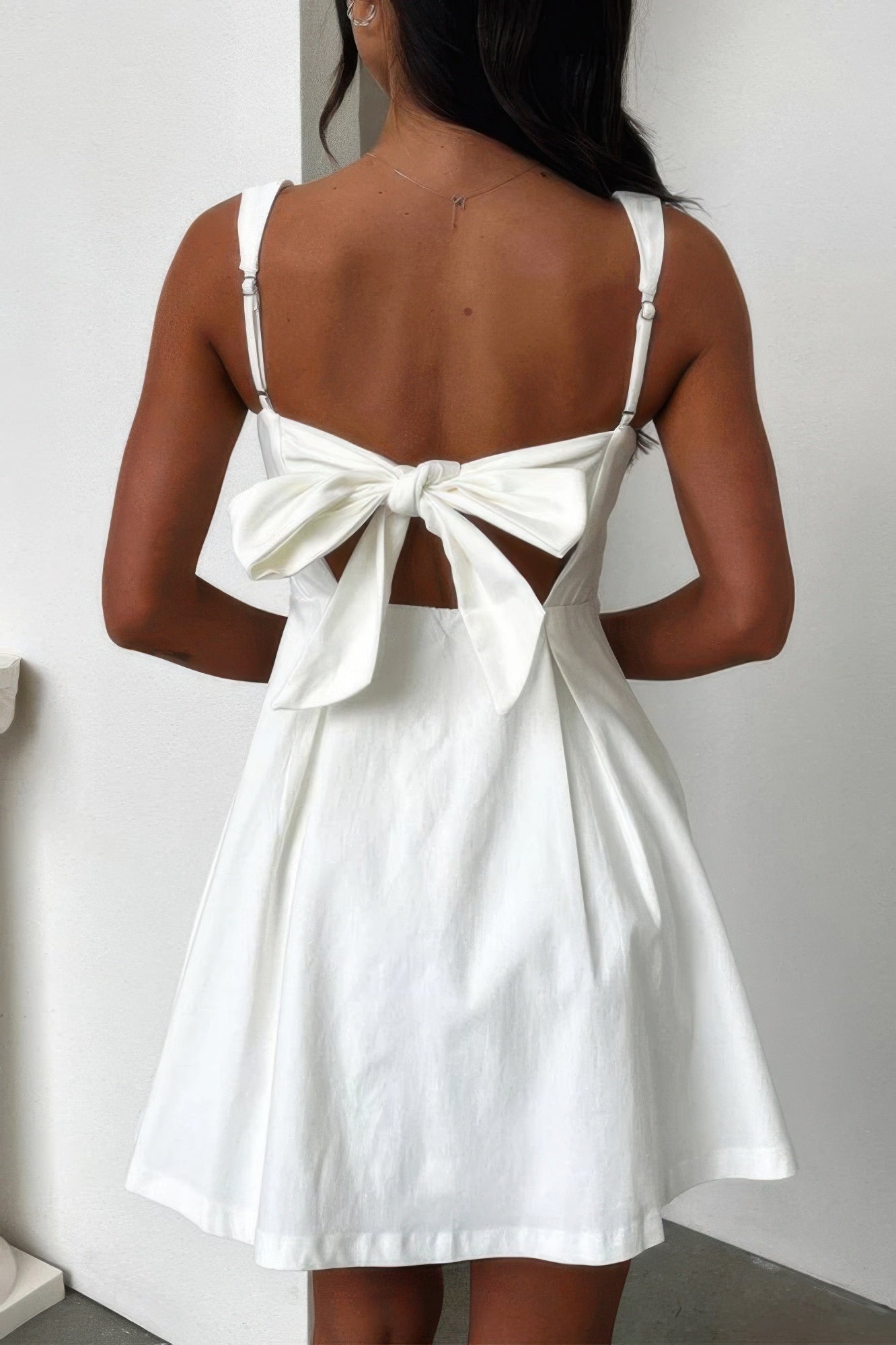 Solid Sleeveless Fit Wide Strap A Line Dress