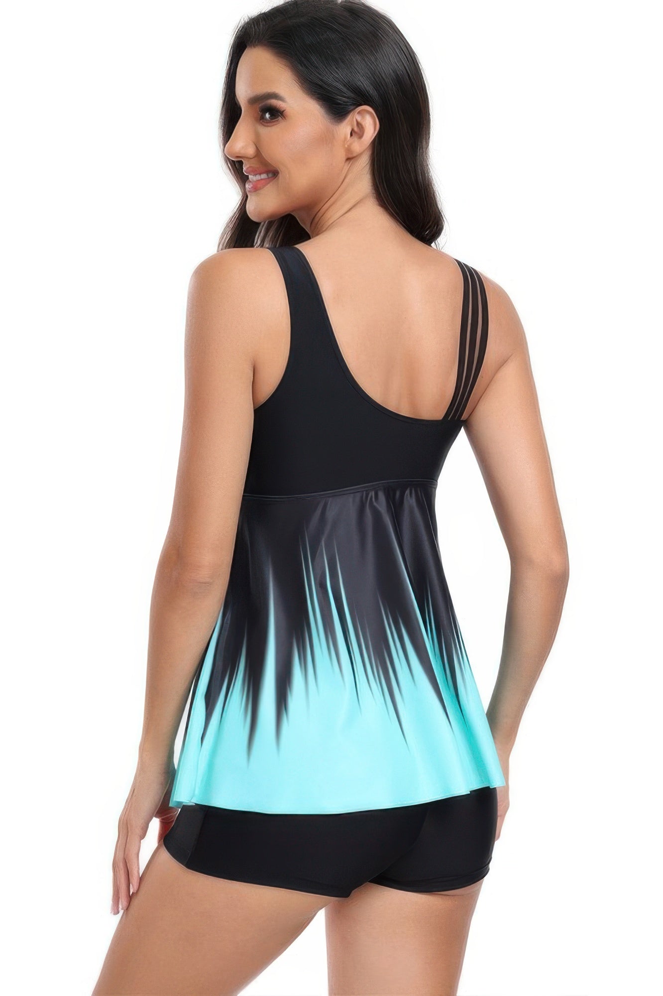 Low Back Solid Two Pieces Ruffle Swimsuits