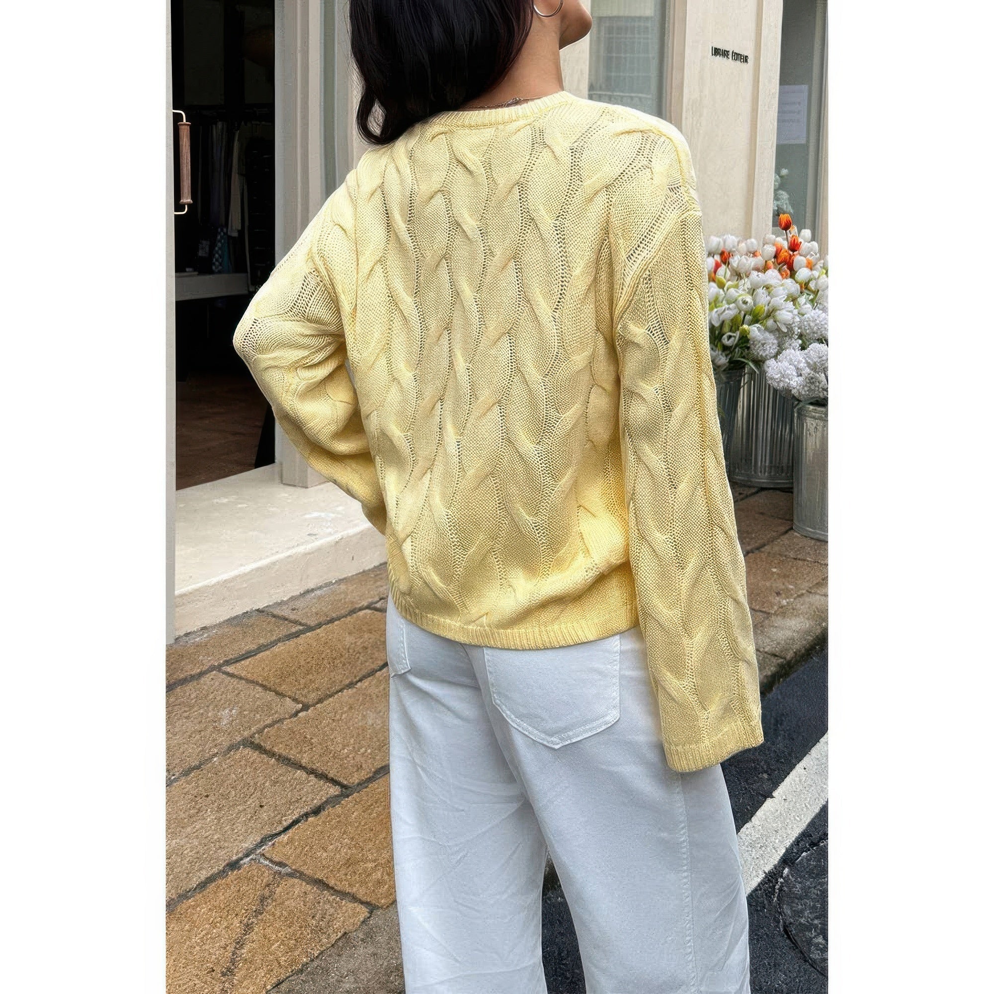 Solid Round Neck Knit Loose Sweater