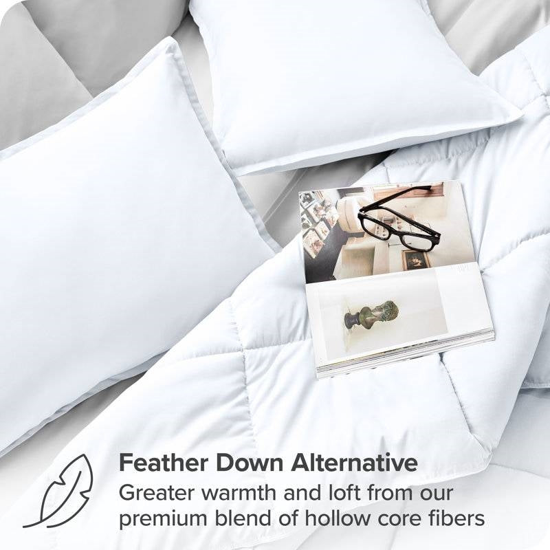 Full size Super Soft Microfiber Down Alternative Comforter Set White