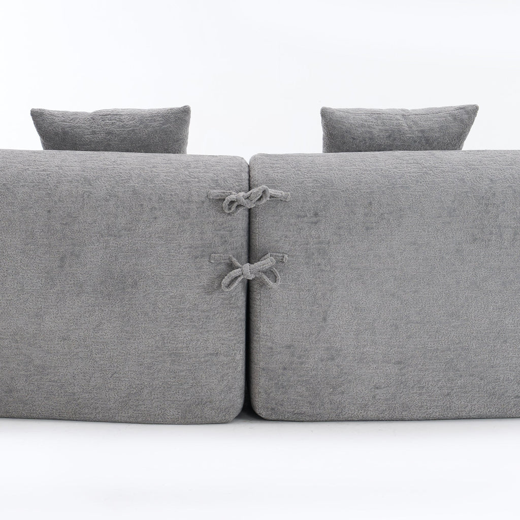 LY-025 Grey Curved Modular Sectional Sofa with 30D High-Density Chenille Upholstery, 110'' Long