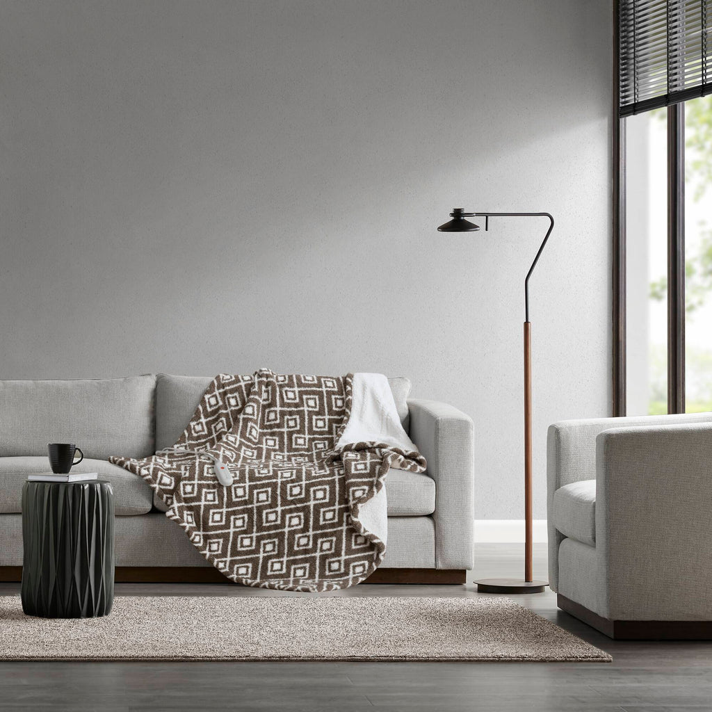 1 PCS 50x60' Dream Soft Heated Throw Brown Geo