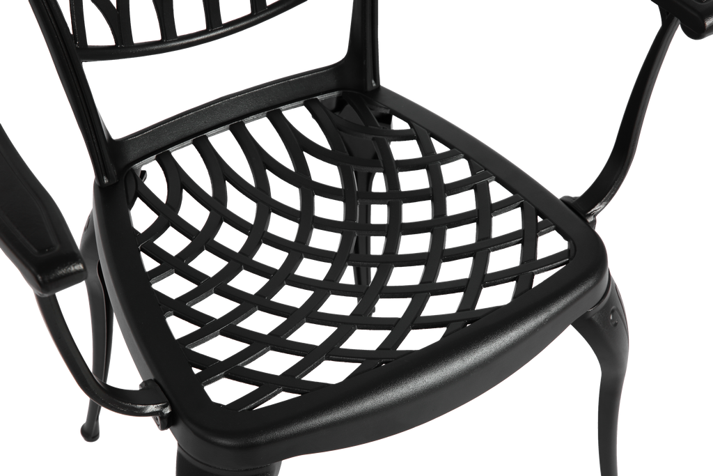 3 Piece Patio Bistro Set Cast Aluminum Bistro Table and Chairs Set of 2 with Umbrella Hole,All Weather Metal Bistro Table Set,Outdoor Patio Furniture Set for Garden Black