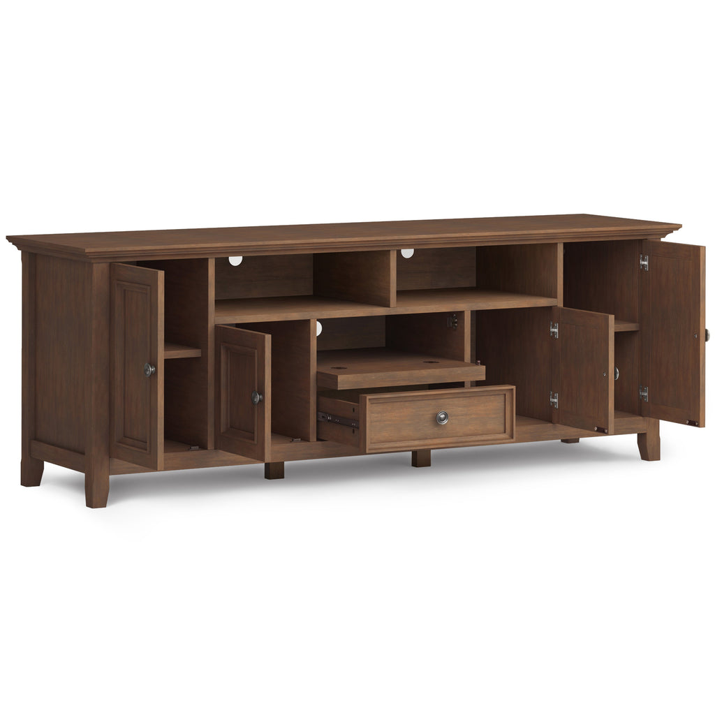 Amherst 72 inch Solid Wood TV Media Stand in Rustic Natural Aged Brown