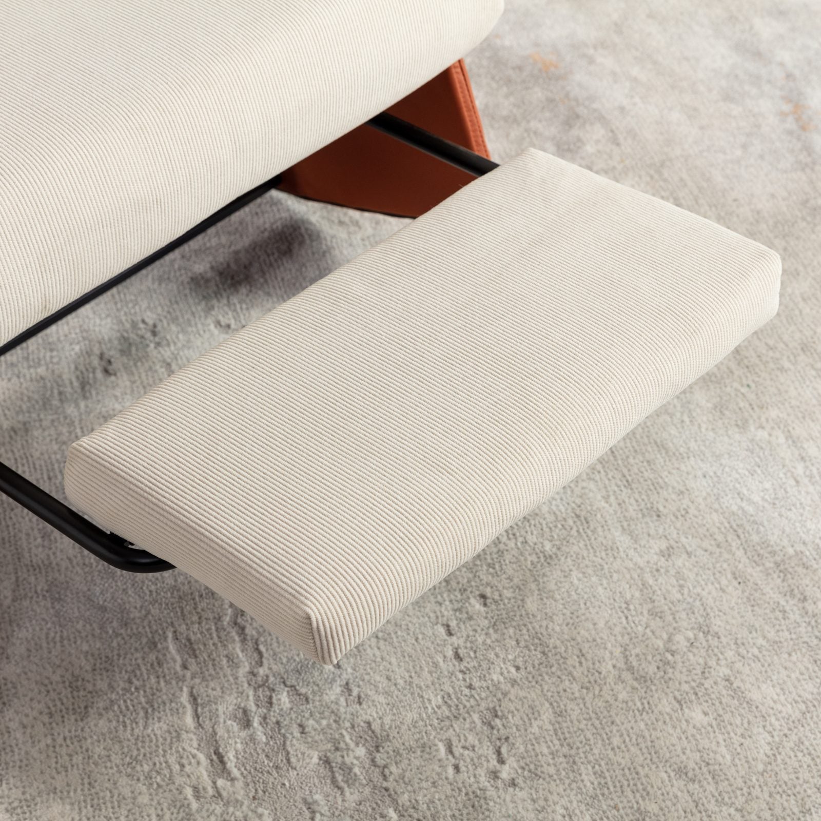 Modern Rocking Chair Recliner, Comfy Rocker Nursery Chair with Footrest, Accent Reading Chair, Upholstered Lounge Chair for Relaxing, Resting,Soft Padded Rocker  for Indoor Living Room Bedroom,Orange