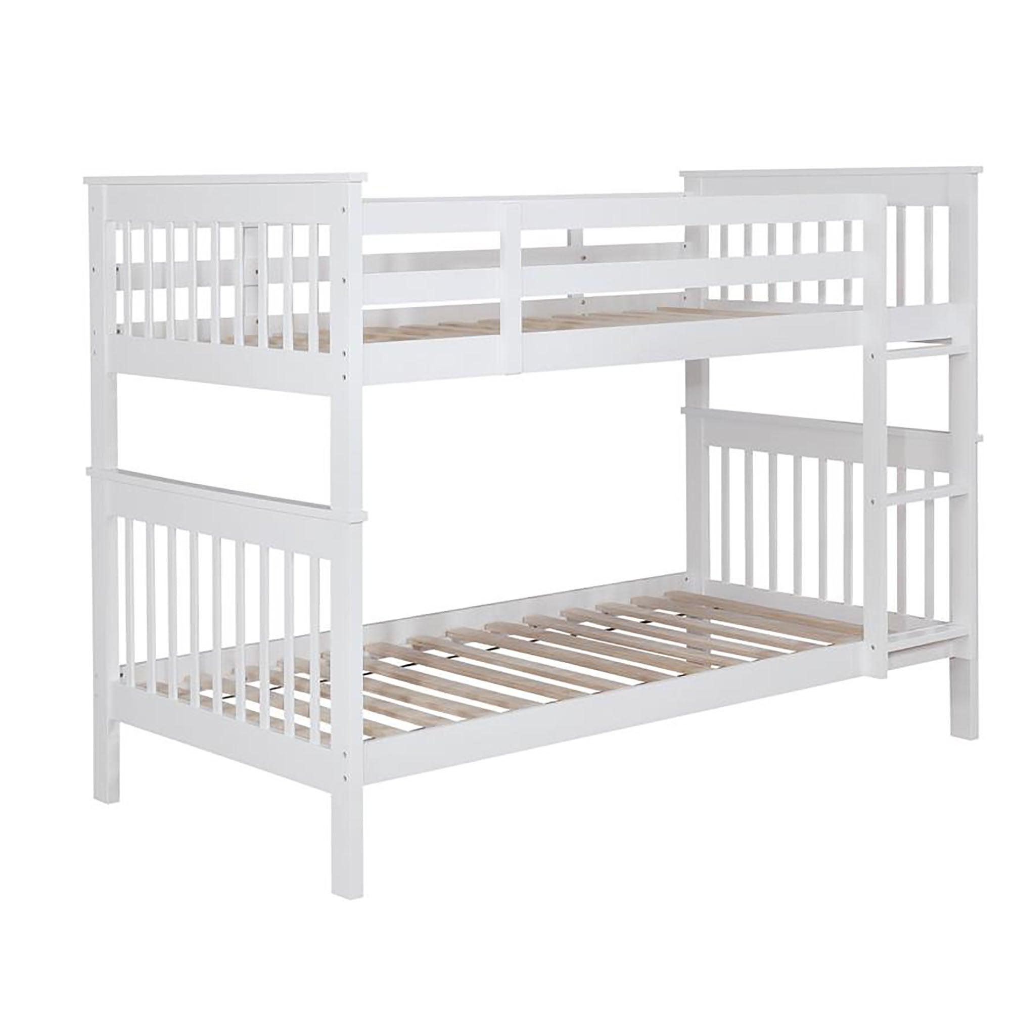 White Slatted Headboard Twin/Twin Bunk Bed