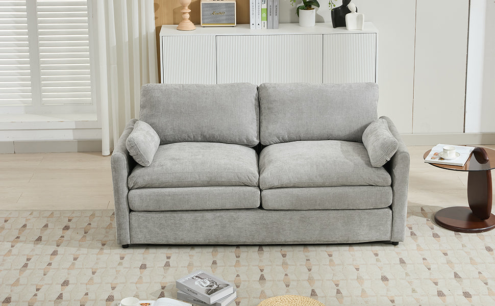 68.1' Cozy Upholstered Loveseat Sofa Oversized Comfy Comfy Cloud Sofa Double Cushion Loveseat Sofa Plush Cushion Sofa Couch for Living Room,Light Grey