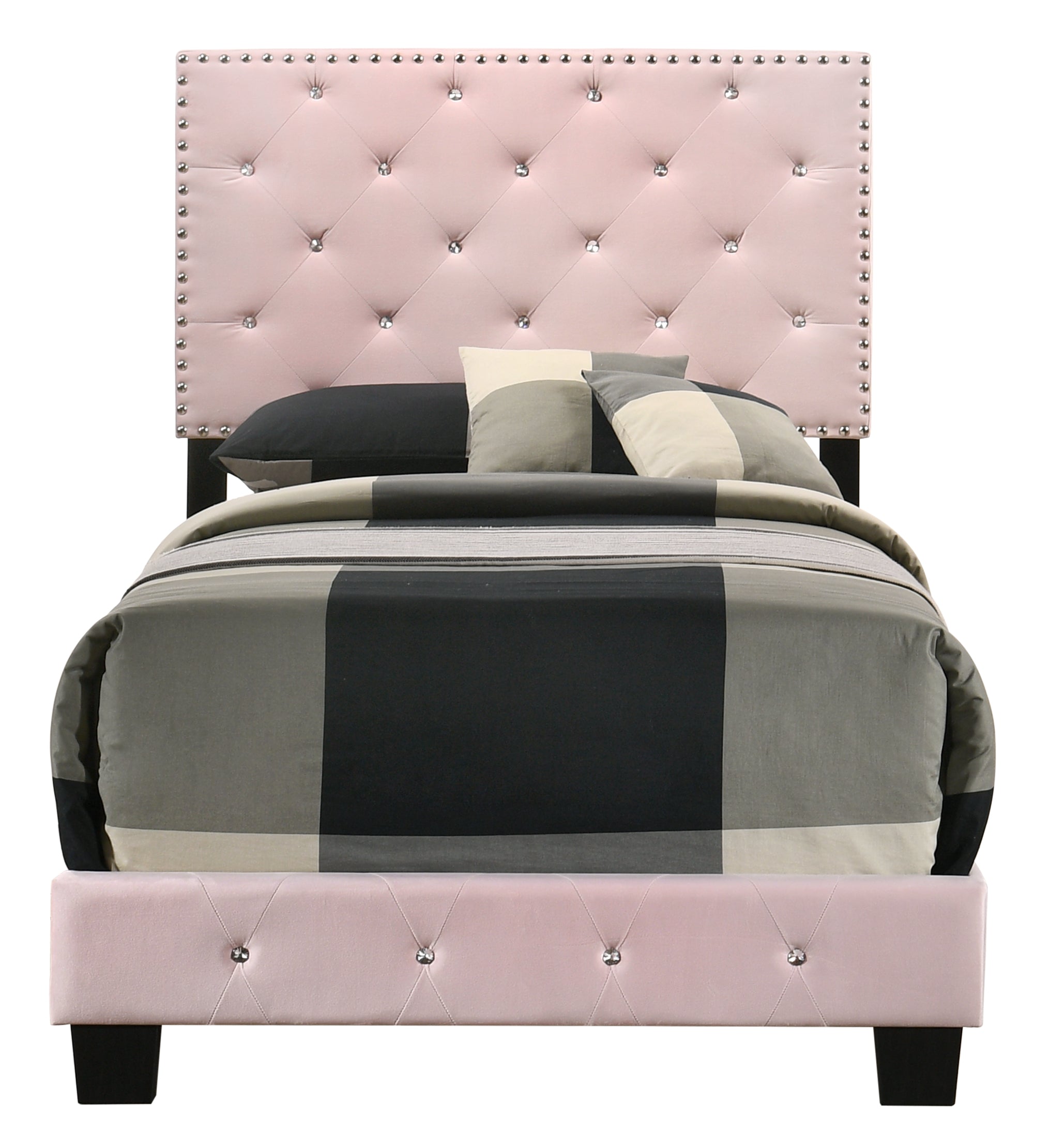 Charming Pink Velvet Twin Bed for Kids with Easy Setup and Durable Design