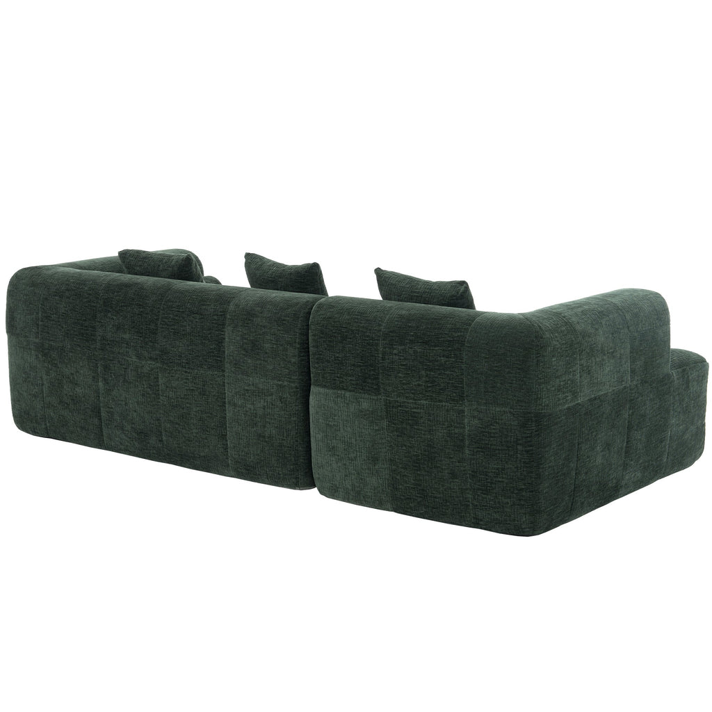 Modern Modular Sectional Sofa with Deep Seating, Green Chenille Fabric, 101.2'