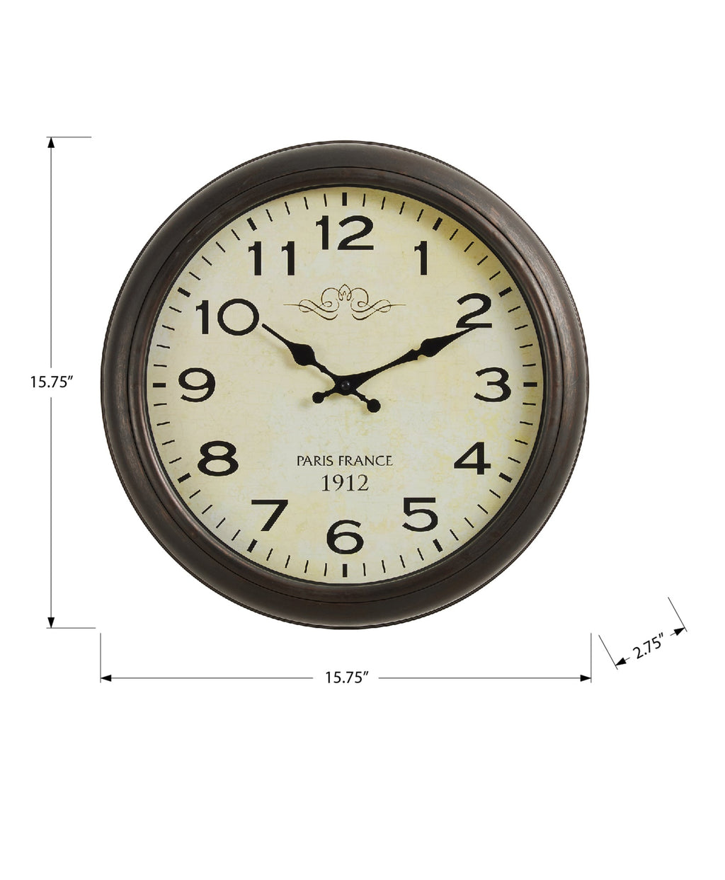Clocks, 16' Round, Wall Clock, Antique Brown, Transitional