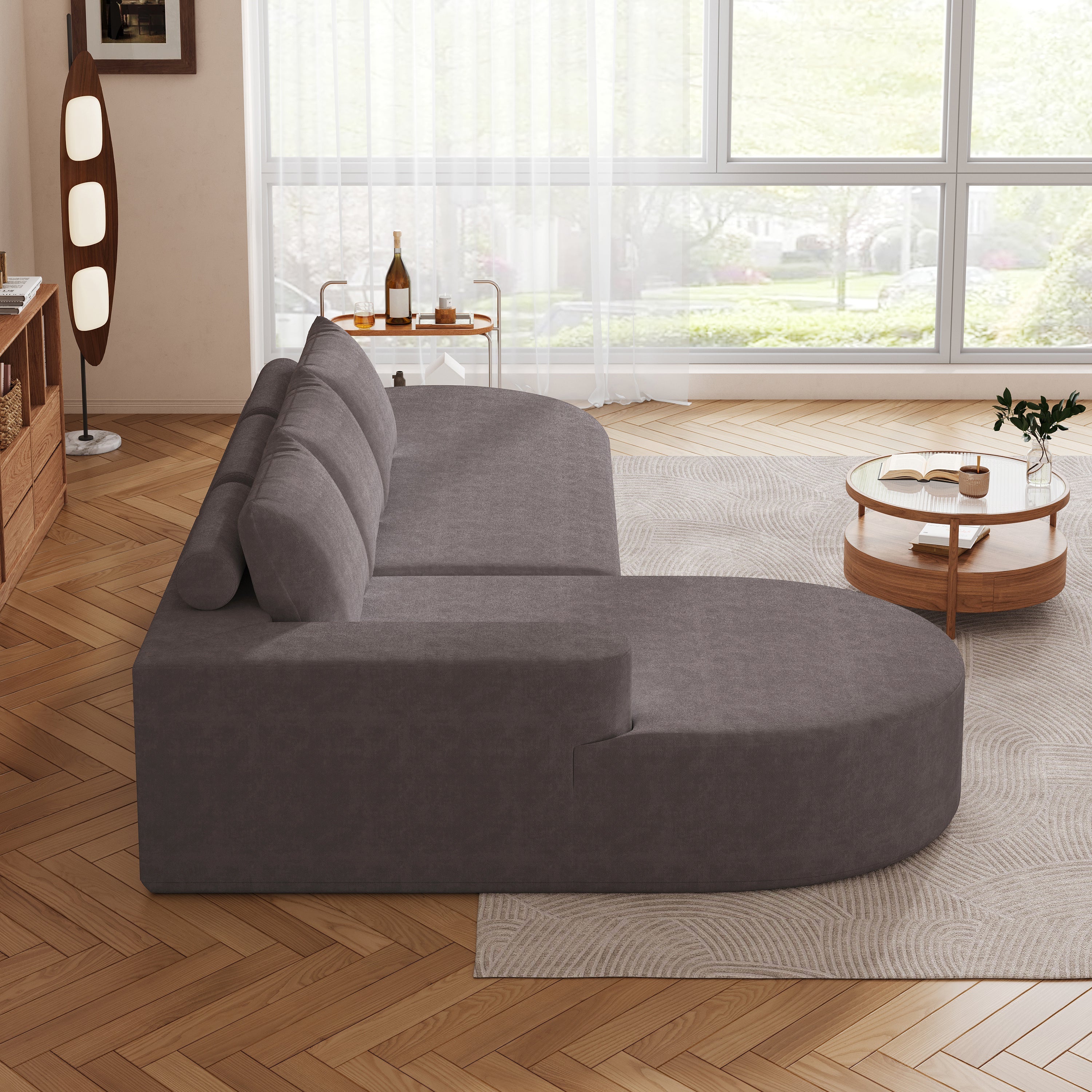 Modern Curved sofa ,Chenille Upholstered Sectional Sofa Couch Set,Modular 108.5' L Shaped Sectional Living Room Sofa Set With 3 Pillows,Free Combination Sofa Couch for Living Room,Bedroom