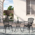 3 Piece Patio Bistro Set Cast Aluminum Bistro Table and Chairs Set of 2 with Umbrella Hole,All Weather Metal Bistro Table Set,Outdoor Patio Furniture Set for Garden Black
