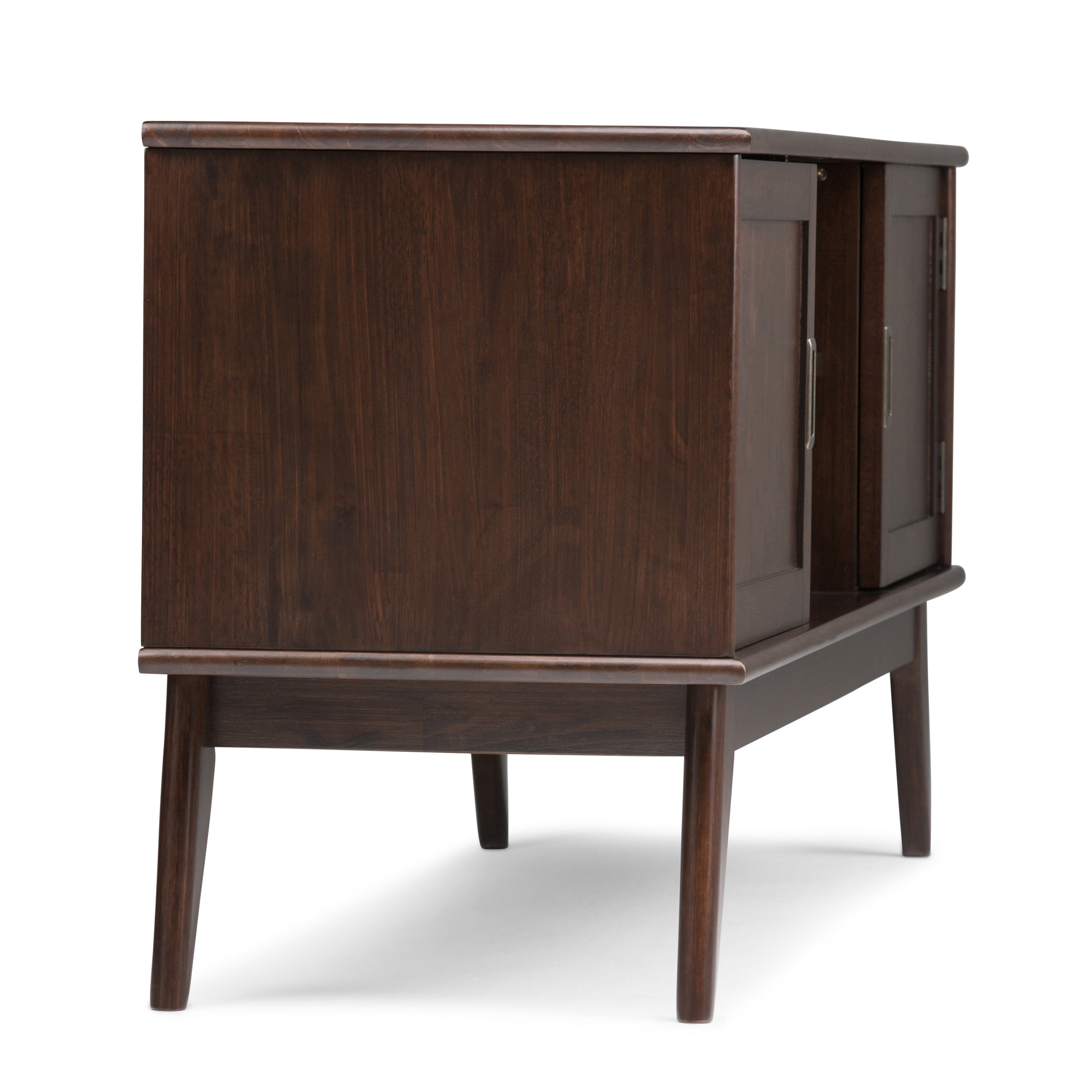 Draper - Mid Century Low TV Media Stand - Medium Auburn Brown