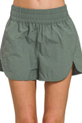 Zenana Windbreaker Smocked Waistband Running Shorts