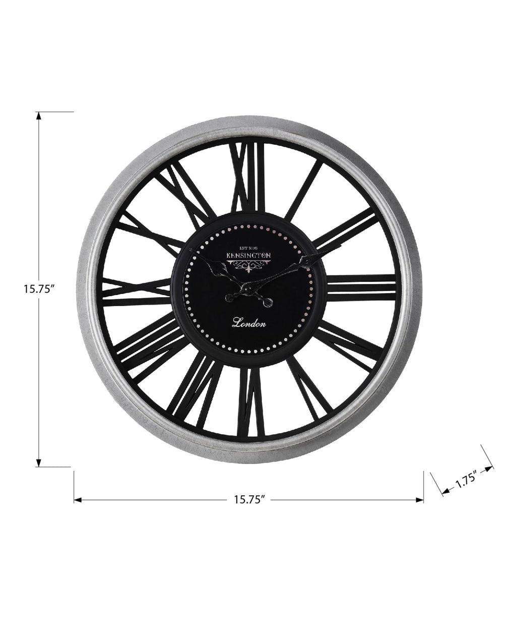 Clocks, 16' Round, Wall Clock, Silver, Black, Transitional