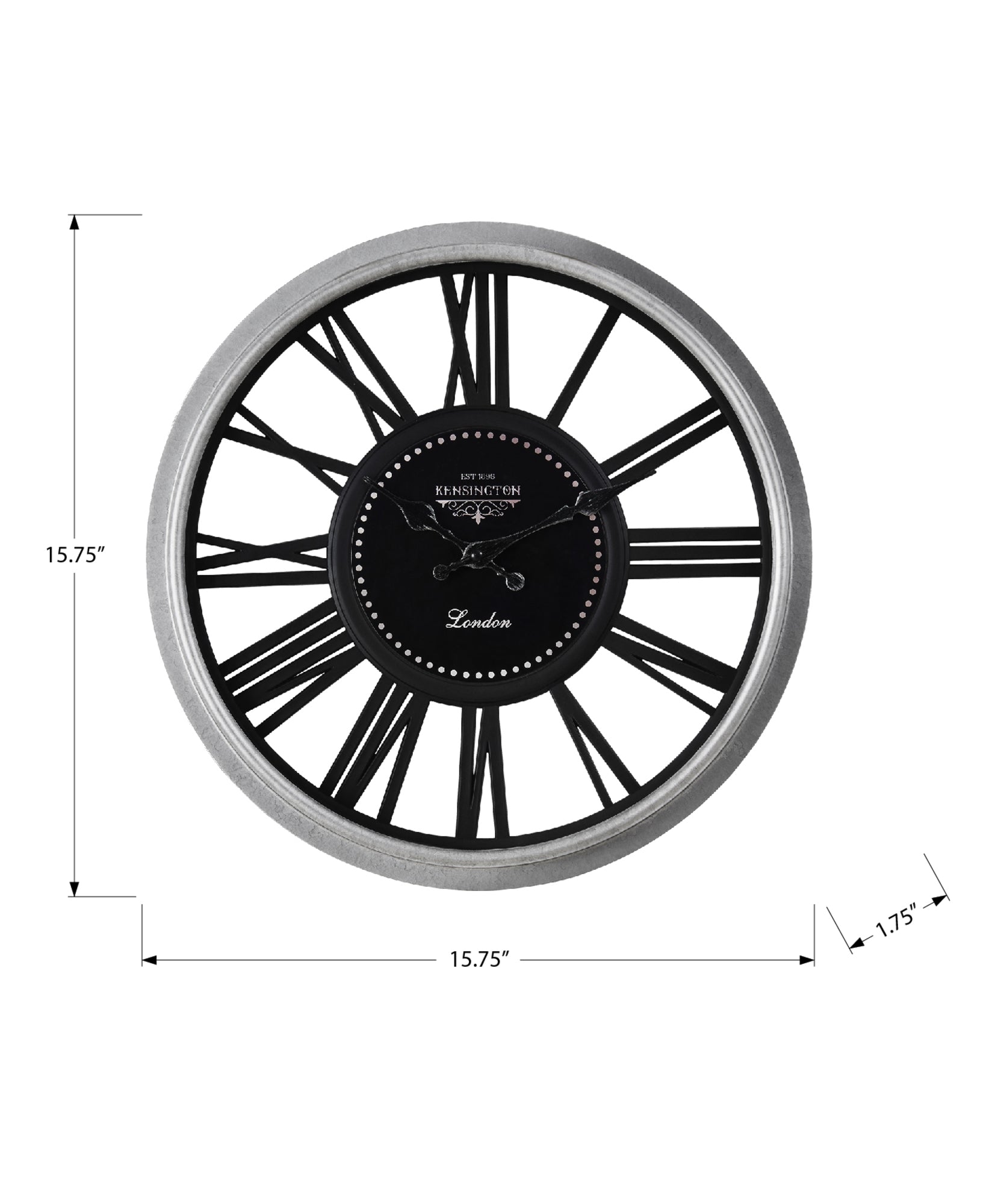 Clocks, 16' Round, Wall Clock, Silver, Black, Transitional