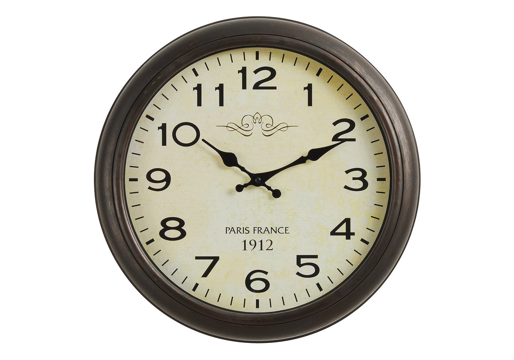 Clocks, 16' Round, Wall Clock, Antique Brown, Transitional