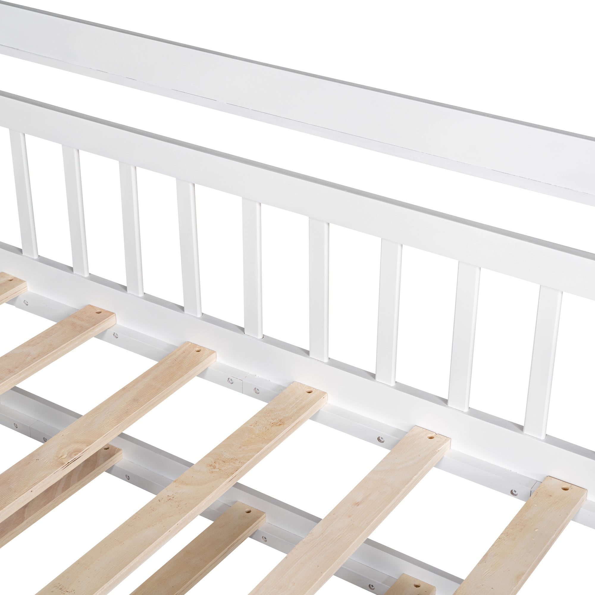 Wooden Twin Size House Bed with Trundle,Kids Bed with Shelf, White(Old SKU:WF301682AAK)
