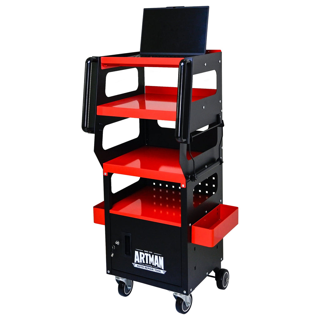 4 Level Multi-Purpose Trolley for Diagnostics - Black + Red
