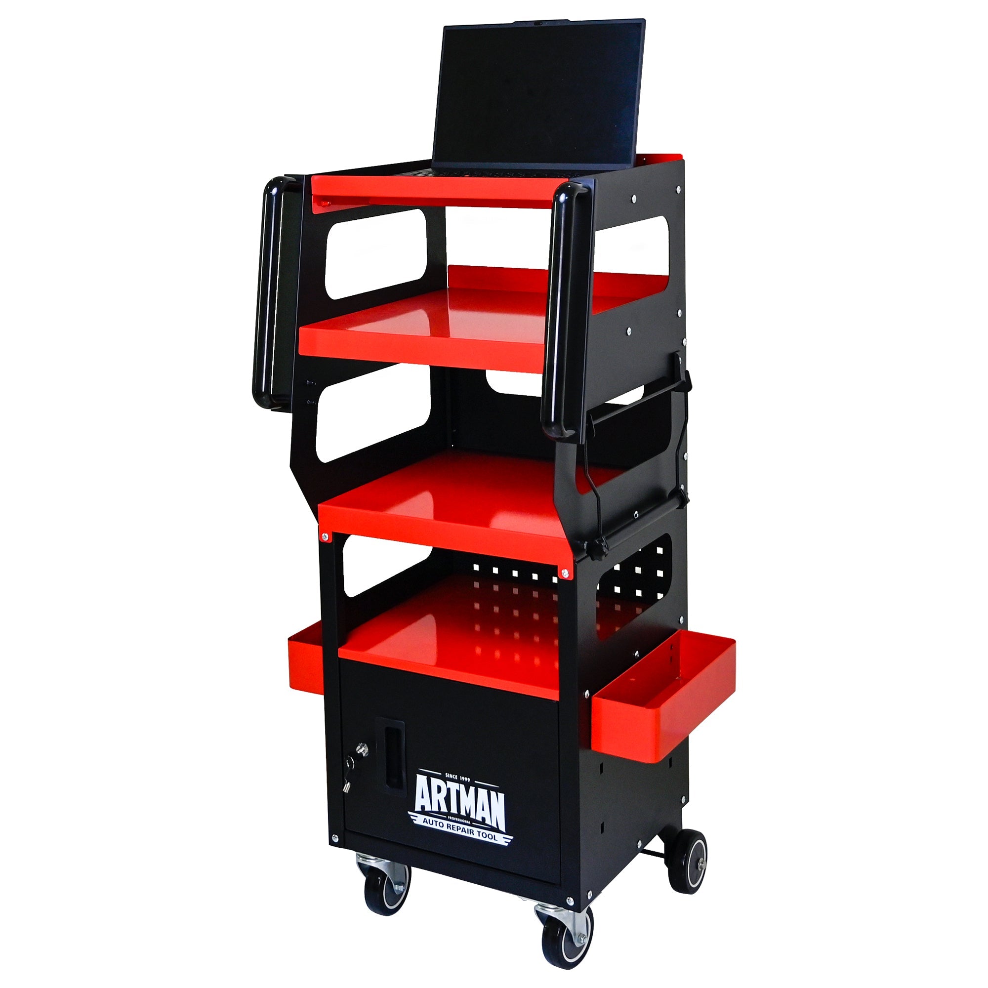 4 Level Multi-Purpose Trolley for Diagnostics - Black + Red