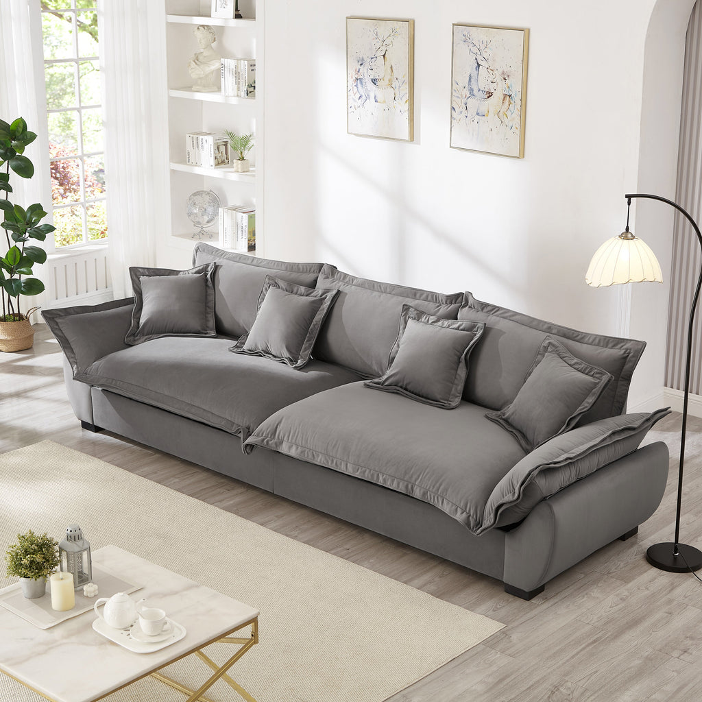 Modular Sectional Sofa, Sailing Design Sofa with Storage, Removable Backrest, Modern Deep Seat Sofa with Throw Pillows for Living Room Bedroom Apartment,Gray