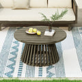 Outdoor Acacia Wood Patio Coffee Table, Round Coffee Table for Backyard, Lawn, Balcony,Grey Finish