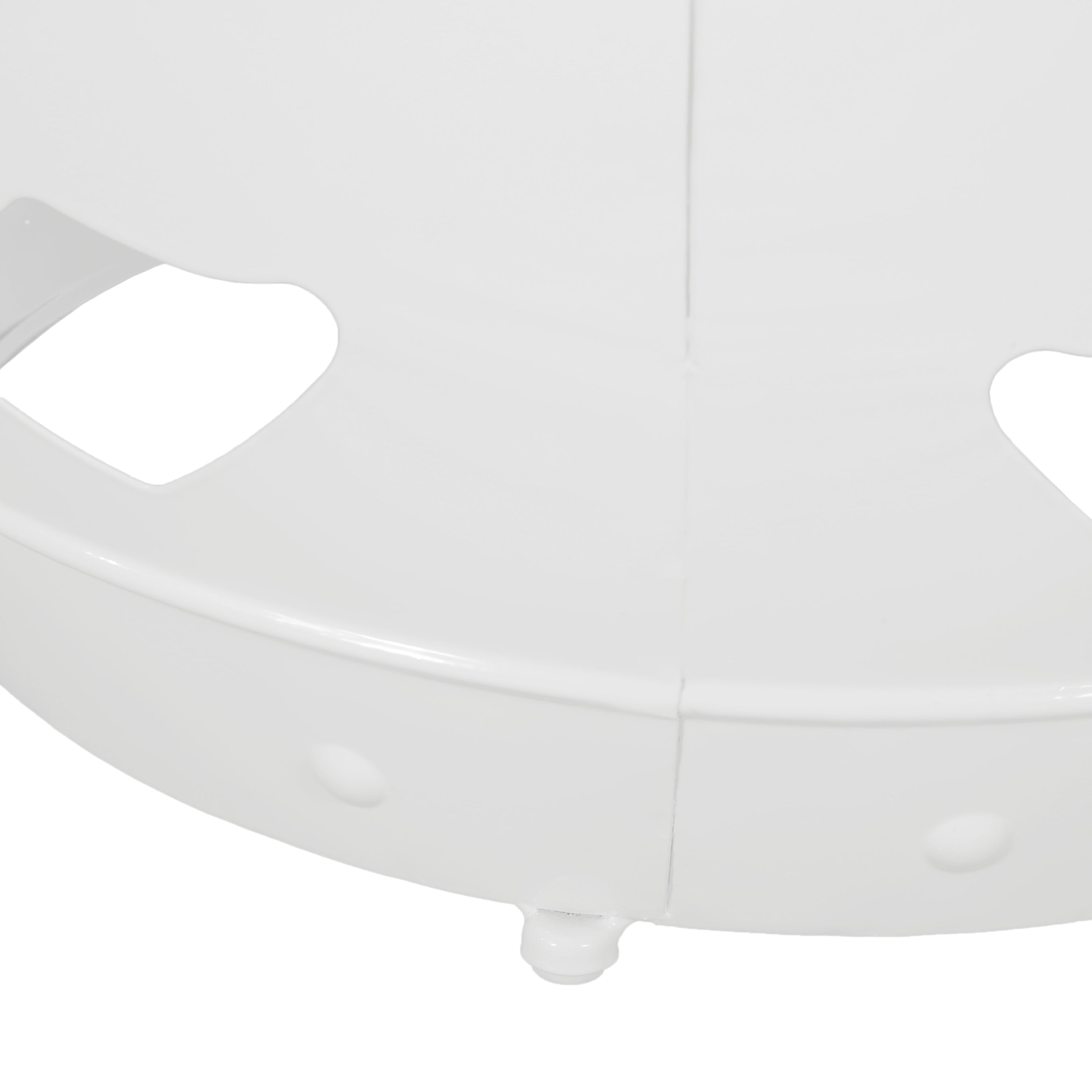 Modern White Metal End Table with Floral Iron Cut Design and Powder-Coated Frame