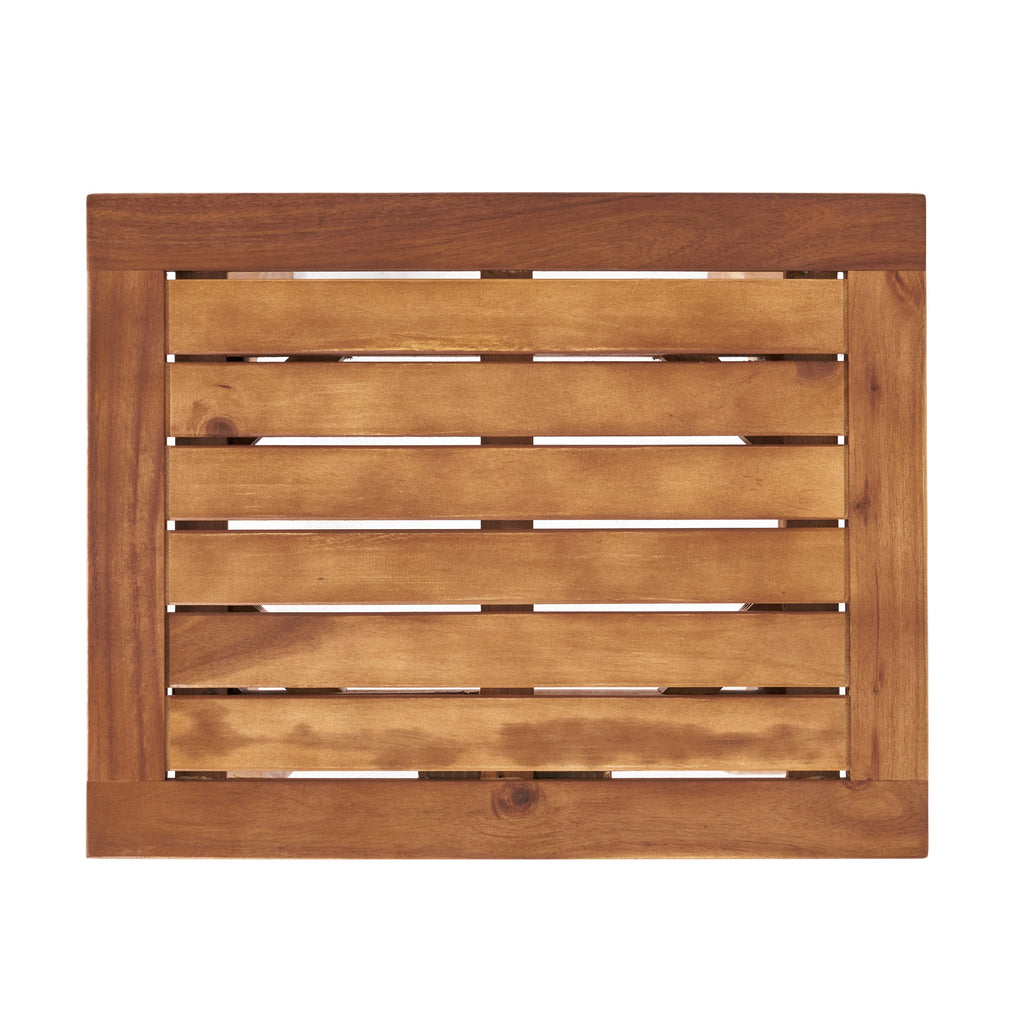 Kinesis Outdoor Side Table with Slatted Top and Wood Frame, Teak