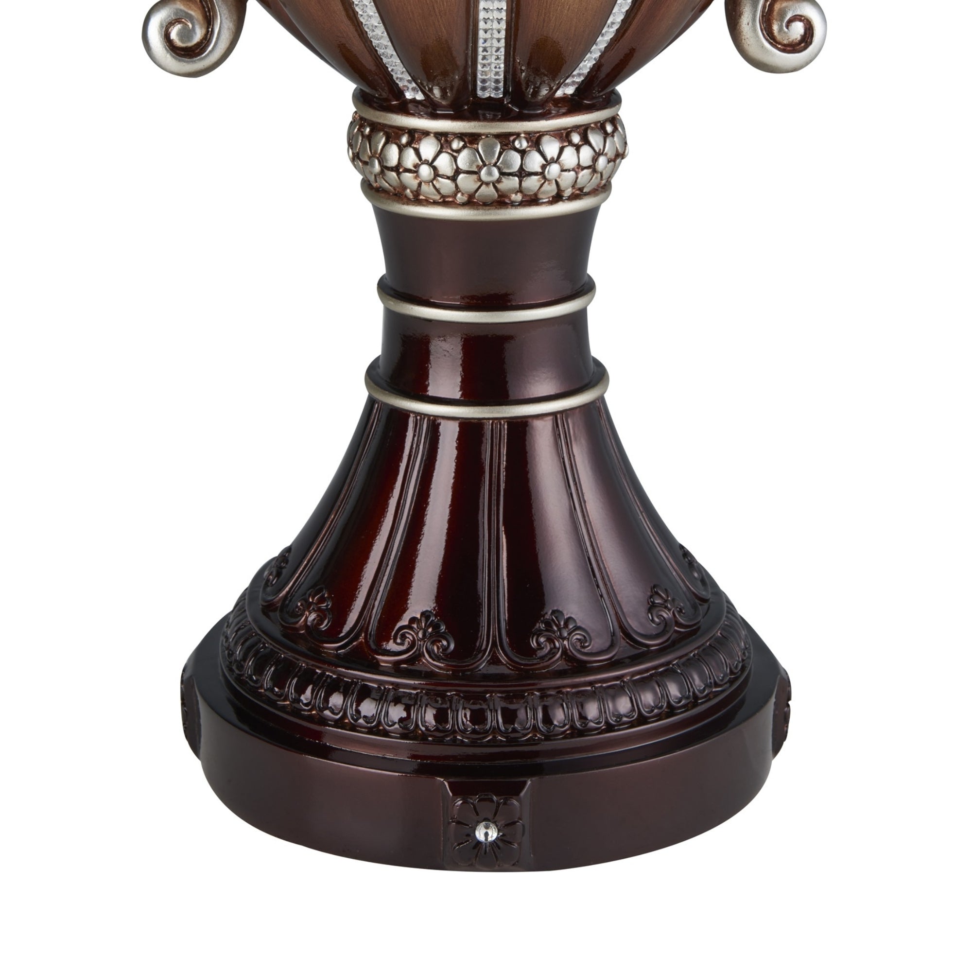 17.5" Tall" Delicata" Urn-Shaped Decorative Vase, Bronze with Silver Accents