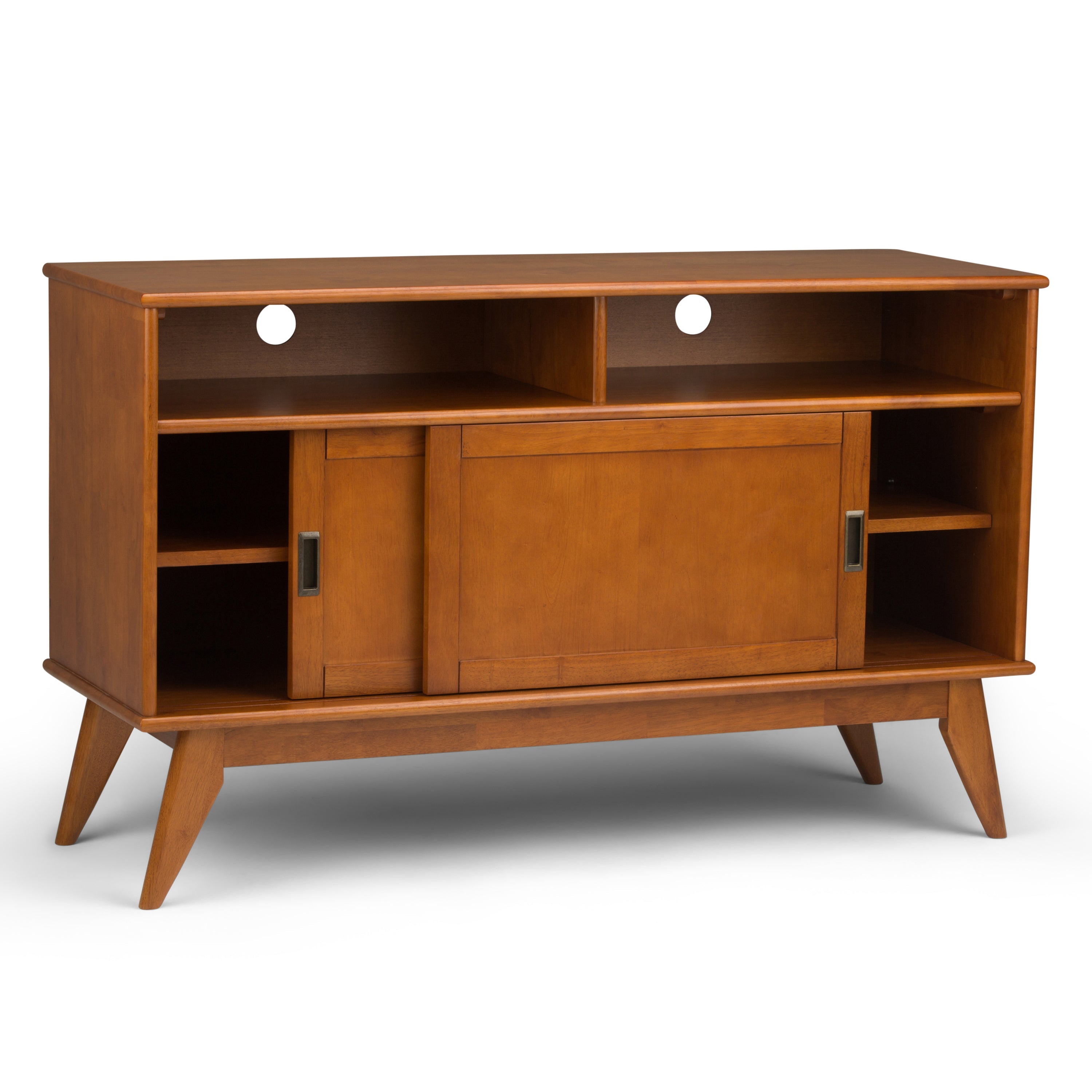 Draper - Mid Century Tall TV Media Stand - Teak Brown