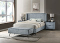 Mavela Wide Wale Corduroy Upholstery Panel Queen Bed with 2 Nightstands and Bench, Blue