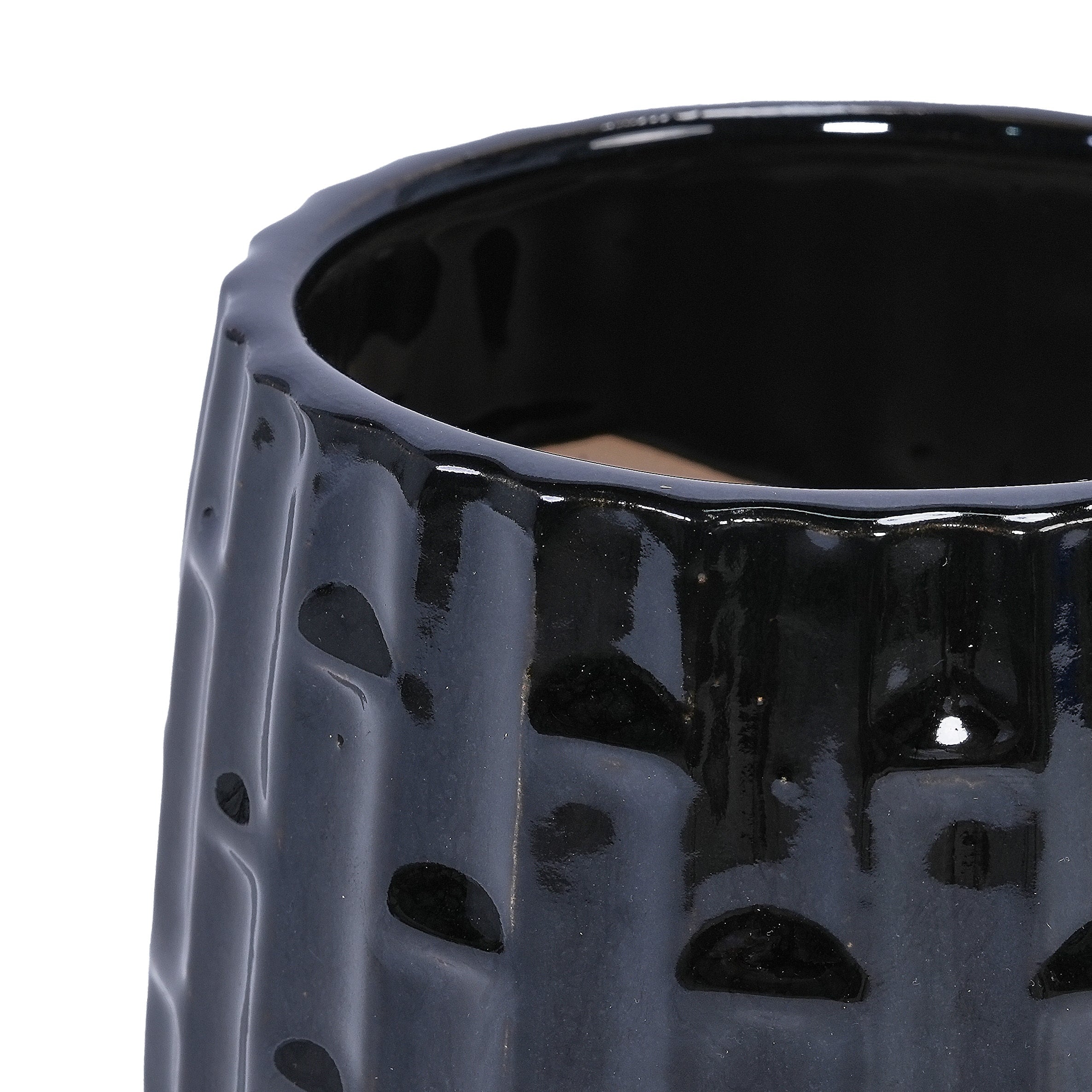 Set of 2 Ceramic Flowerpot, 7' Modern Planter for Patio, Garden, Windowsill - Black