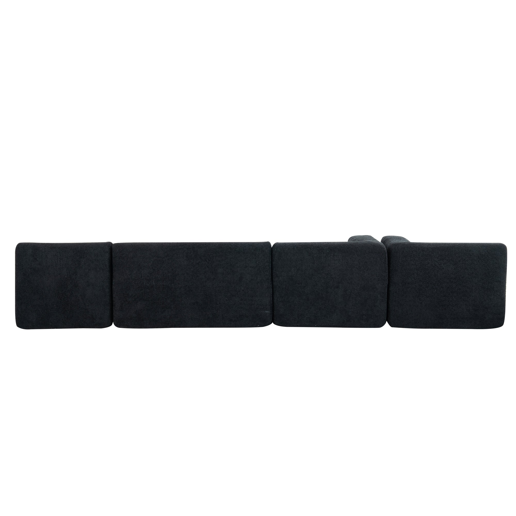 144' Upholstered Sofa Free-combined Sofa Couch with Two Chaise Lounge and Five Back Pillows for Living Room(Old SKU: N719S001600B), Black