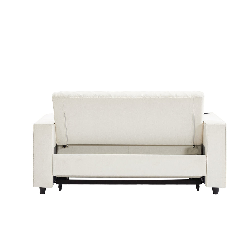 61.4' Pull-out Sofa Bed Convertible Couch Loveseat Sofa Modern Sleeper Sofa with Adjustable Backrest for Living Room, Beige