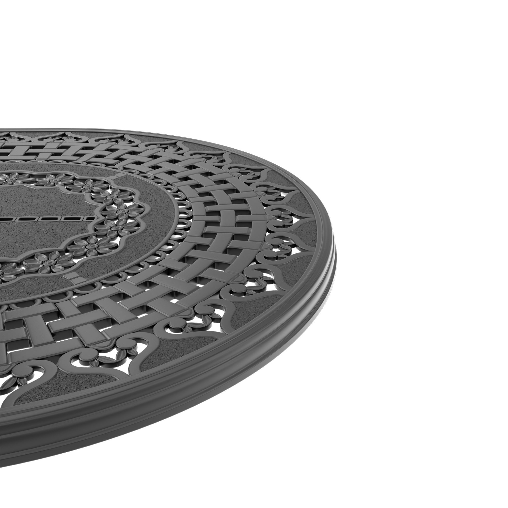 L81.89*W41.34-inch Cast Aluminum Patio Dining Table With Black Frame and Umbrella Hole