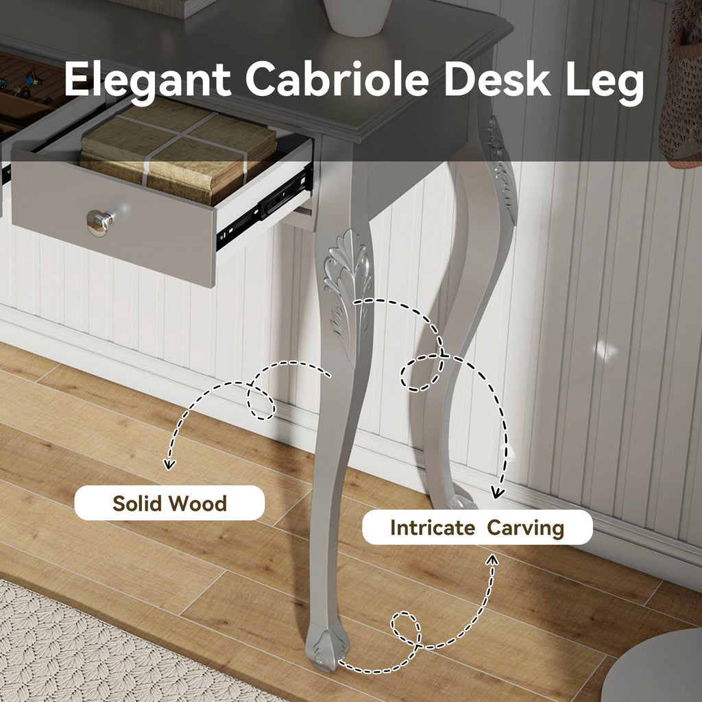 Luxury Makeup Vanity Desk with Oval Mirror, 3-Drawer Dressing Table for Jewelry Storage, Elegant Console Table for Entryway, Living Room & Bedroom, Stylish Home Decor,Silver