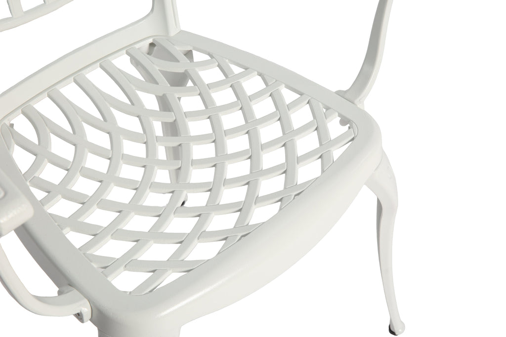 3 Piece Patio Bistro Set Cast Aluminum Bistro Table and Chairs Set of 2 with Umbrella Hole,All Weather Metal Bistro Table Set,Outdoor Patio Furniture Set for Garden White