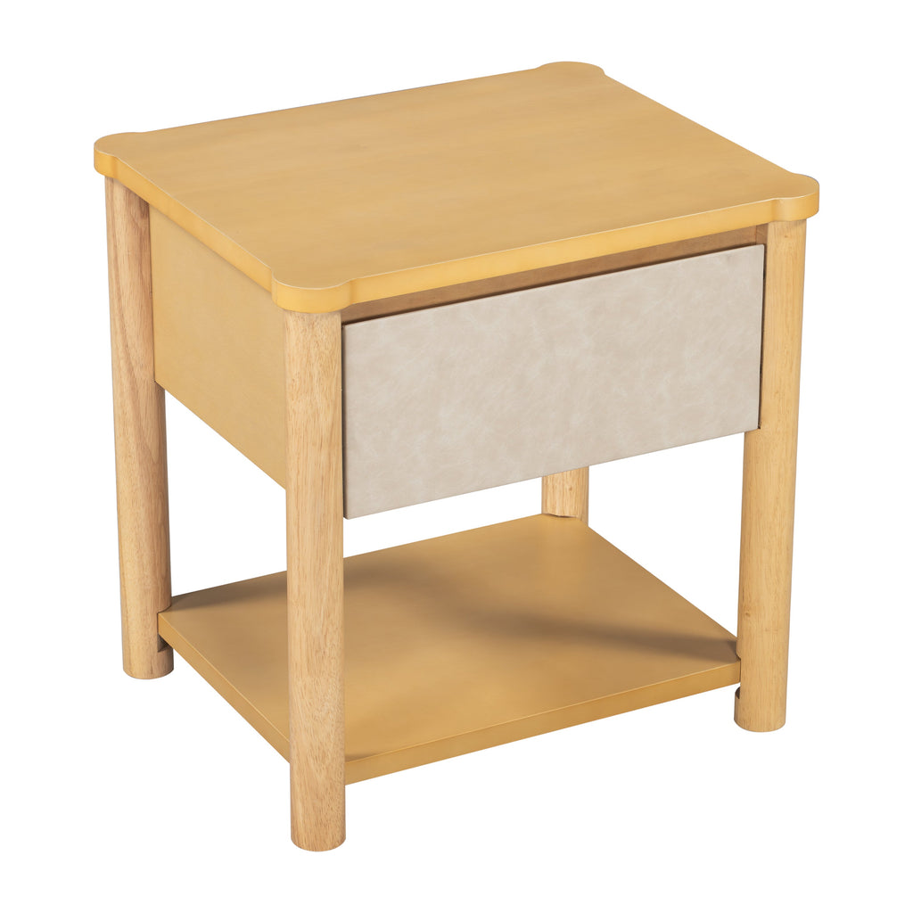 Modern King Bed Frame Set with 2 Nightstands, Beige Wood Platform Bed with Headboard and Matching Bedside Tables for Bedroom