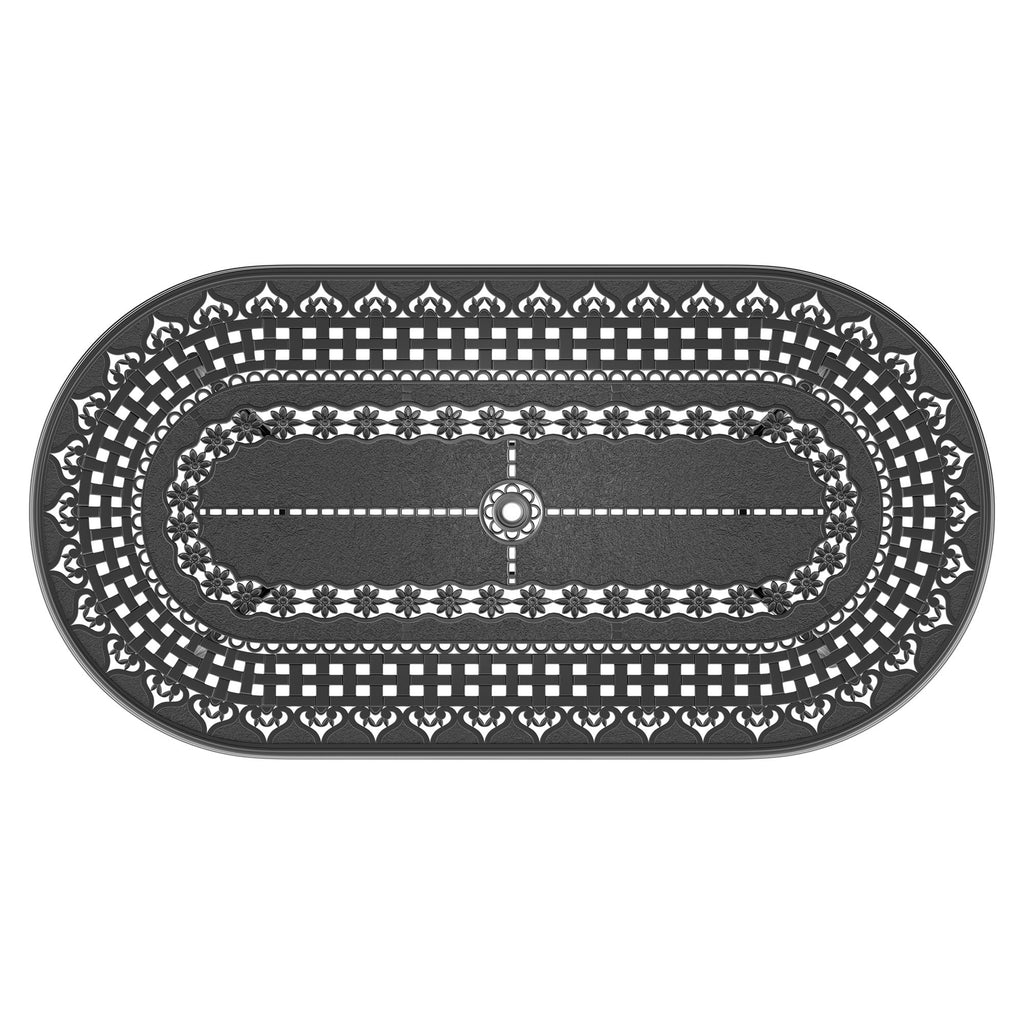 L81.89*W41.34-inch Cast Aluminum Patio Dining Table With Black Frame and Umbrella Hole