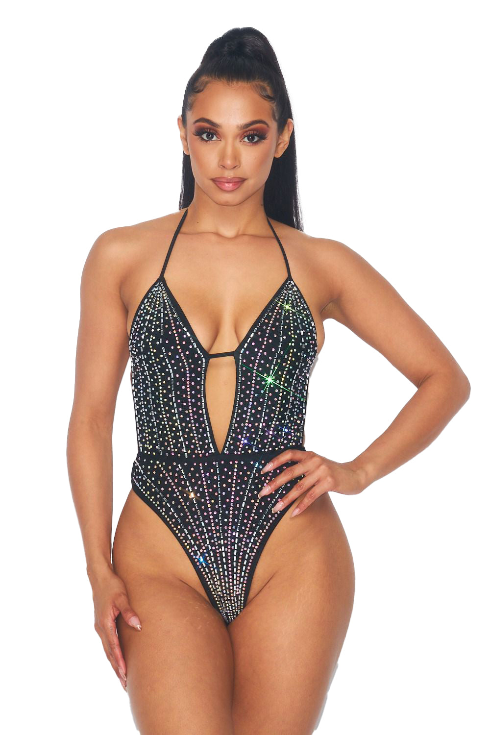 Beaded Halter Bodysuit