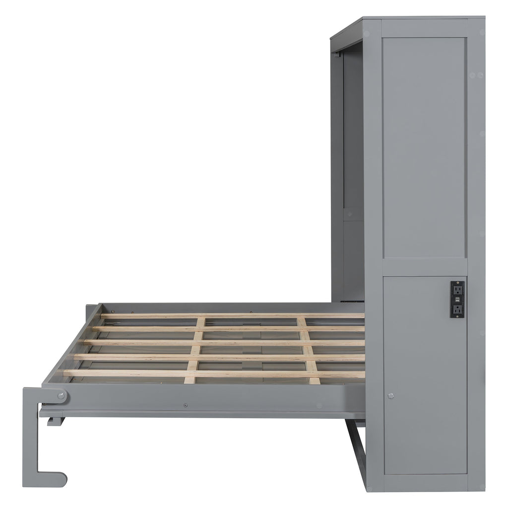 Full Size Murphy Bed Wall Bed,Gray