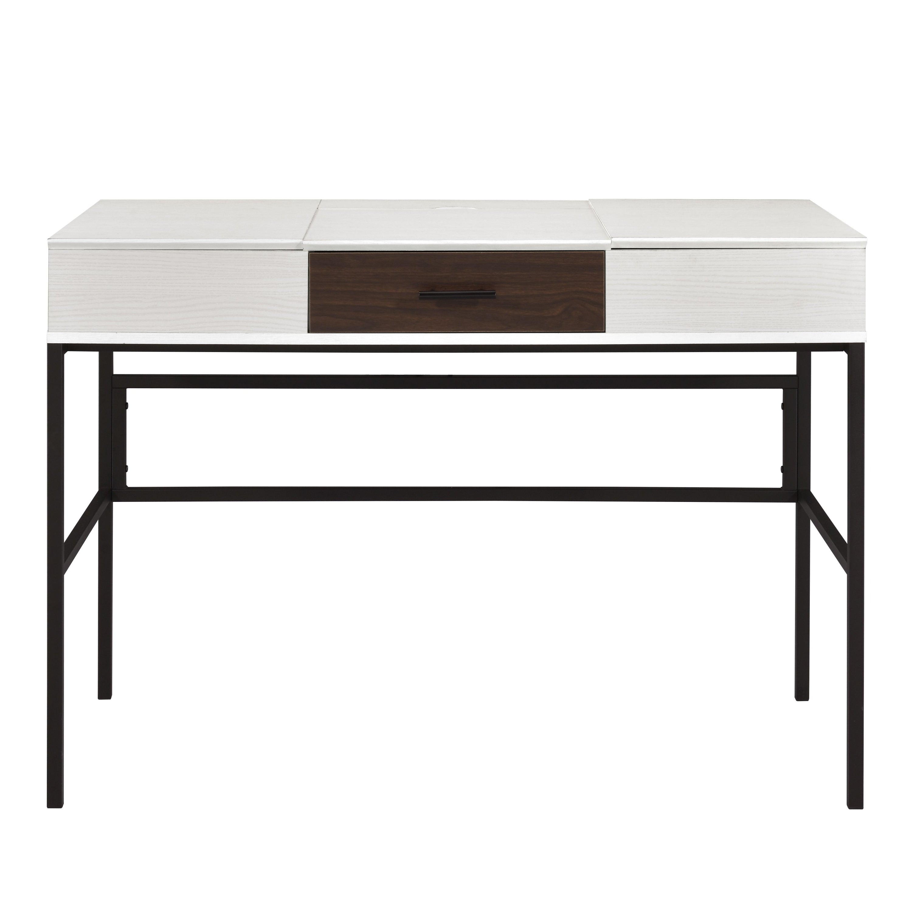 Natural and Black Writing Desk with USB Port