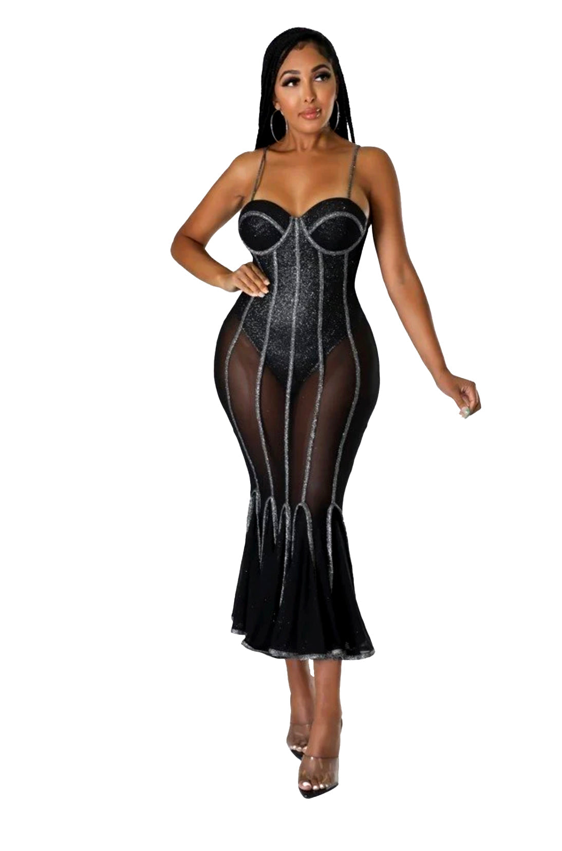 Sparkly Sweetheart Nylon Dress {bodysuit attached}