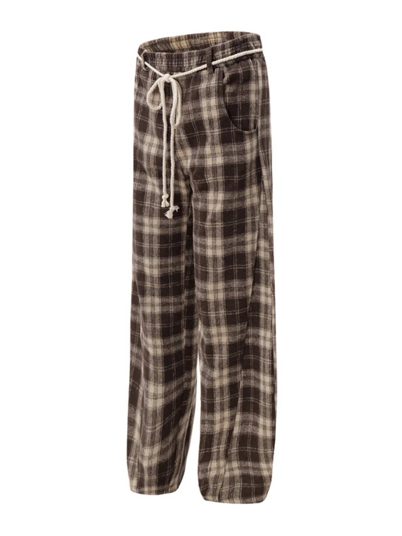 Relaxed Plaid Wide Leg Pants
