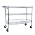 Heavy Duty Rolling Utility Cart,3 Tier Rolling Carts with Wheels,with Handle Bar & Shelf Liners,36'x18'x32'Storage Cart for Kitchen,Restaurant,Plant Display,Chrome