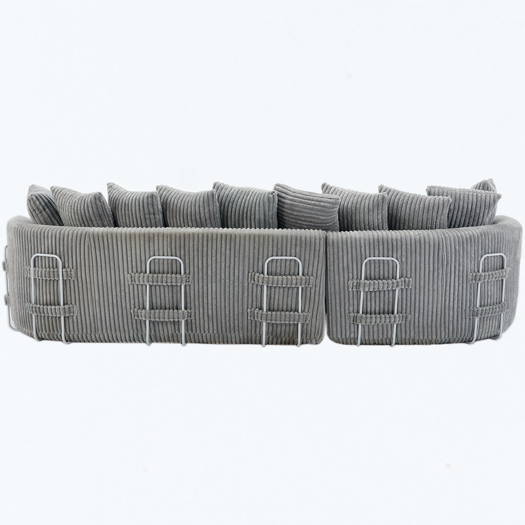 127''  Large Sectional Sofa ,Elegant Curved Design ,High-Resilience Foam ,Ten Back Cushions,L-Shape Left Sofa,No Assembly  Required , (Gray-Soft Corduroy Fabric)