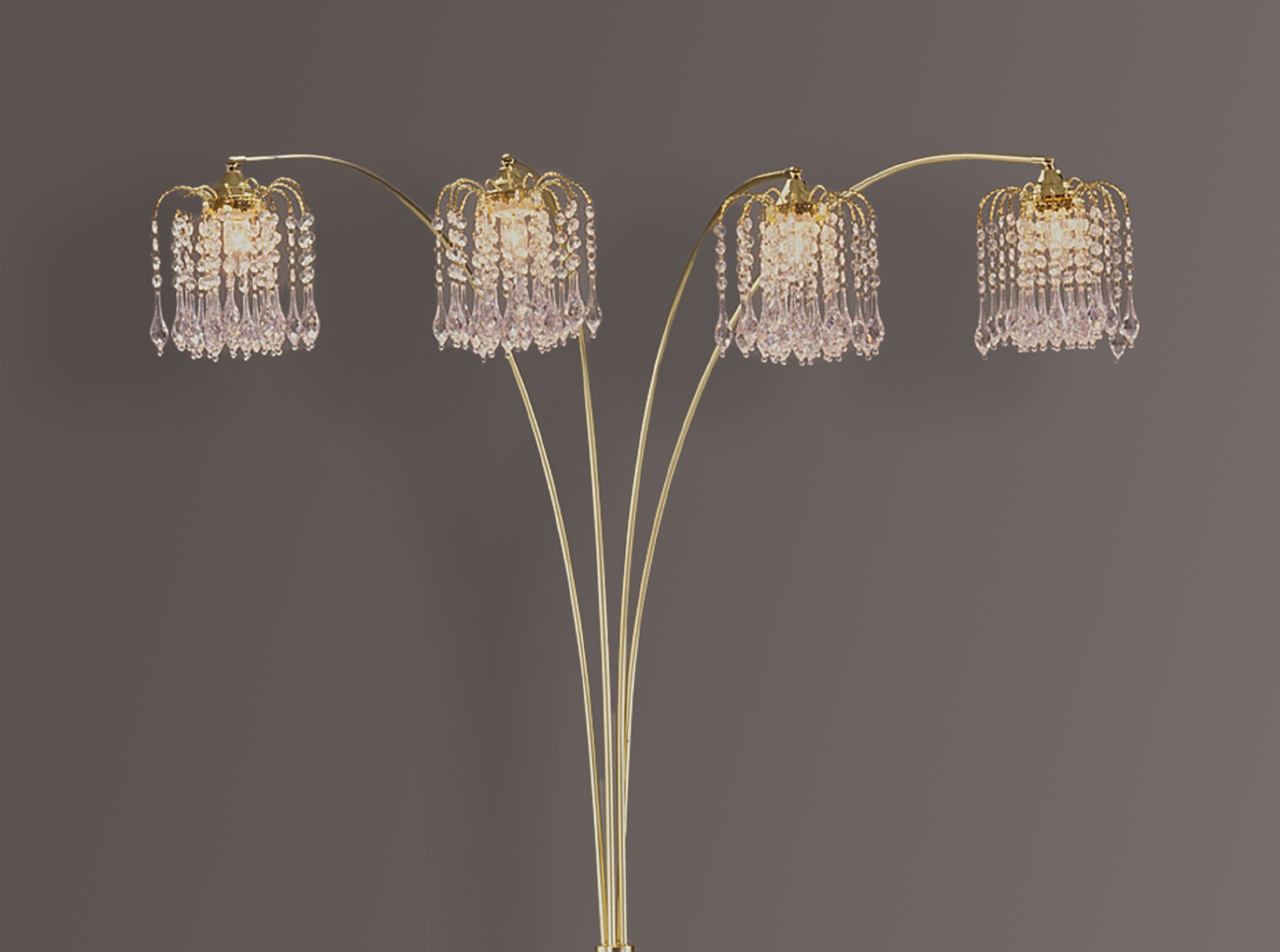 1pc Modern Design Classic Luxury Sleek Multi-head Floor Arc Lamp Half Moon Radiant Crystal-encrusted Sleek Metallic Stems Living Room Gold Arc Lamp