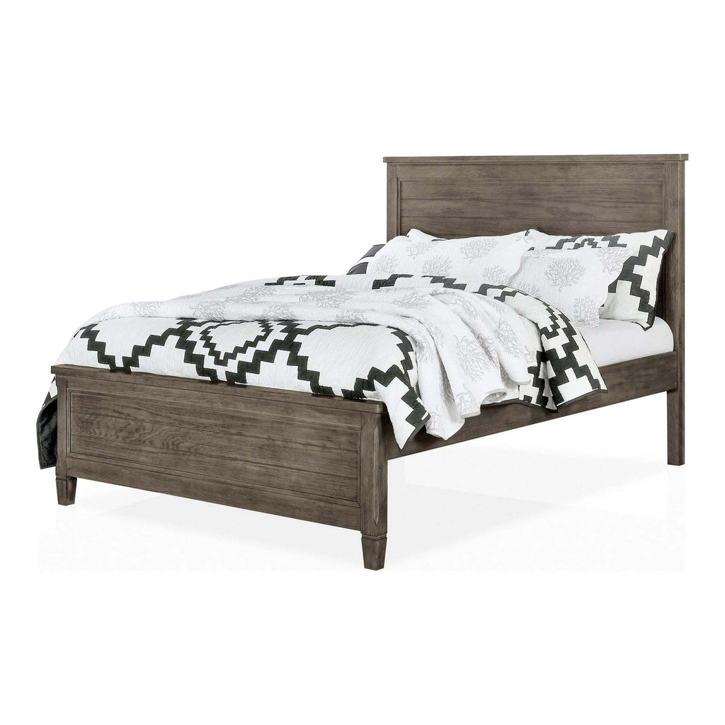 Transitional Full Size Bed w Trundle 2x Nightstands Warm Gray Bedroom Furniture Wood Grain Texture 3pc Set