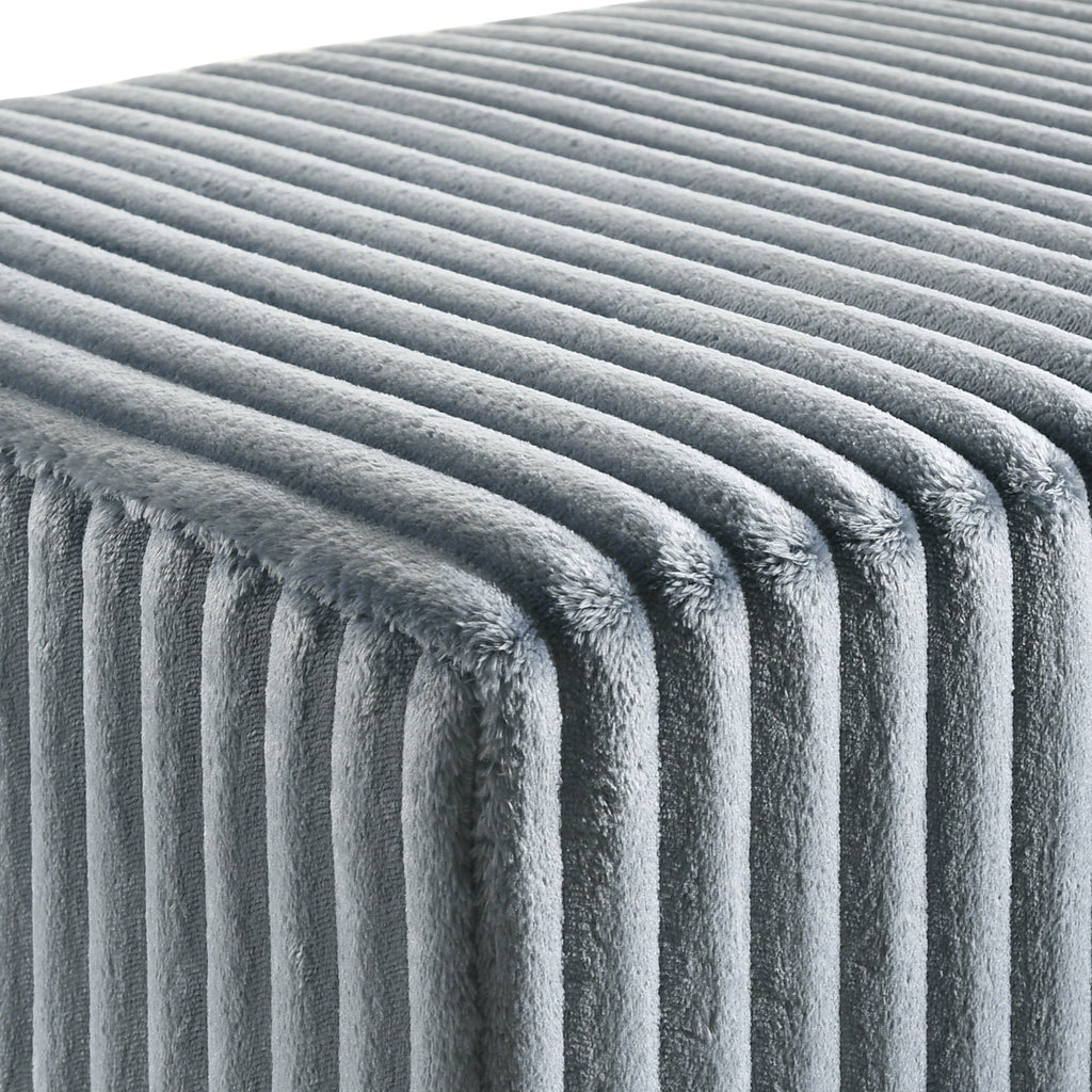 Mavela Wide Wale Corduroy Upholstery Panel Queen Bed with 2 Nightstands and Bench, Blue